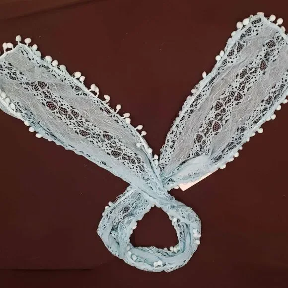 Lace Scarf Neck Shoulder Wrap Fancy Baby Blue 58" L x 8" W, NEW, WOMEN'S, STOLE - Picture 5 of 5